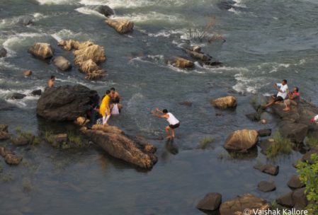 Family enjoying in the river